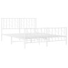 Cadre de lit métal sans matelas et pied de lit blanc 150x200 cm 