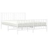 Cadre de lit métal sans matelas et pied de lit blanc 150x200 cm 