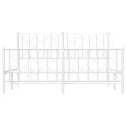 Cadre de lit métal sans matelas et pied de lit blanc 150x200 cm 