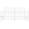 Cadre de lit métal sans matelas et pied de lit blanc 150x200 cm 