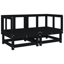 Canapés d'angle de jardin 2 pcs noir bois de pin massif 