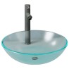 Lavabo de bain avec robinet et drain à poussoir Verre trempé 