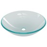 Lavabo de bain avec robinet et drain à poussoir Verre trempé 