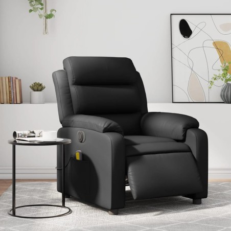 Fauteuil de massage inclinable électrique noir similicuir 