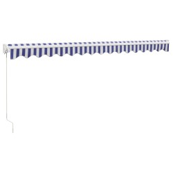 Auvent rétractable bleu et blanc 4,5x3 m tissu et aluminium 