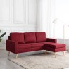 Canapé à 3 places avec repose-pied Rouge bordeaux Tissu 