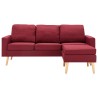 Canapé à 3 places avec repose-pied Rouge bordeaux Tissu 