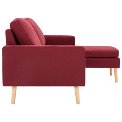Canapé à 3 places avec repose-pied Rouge bordeaux Tissu 