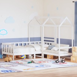 Ensemble de lit de jour et de banc avec toit sans matelas blanc 