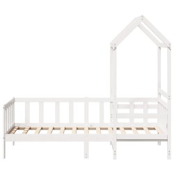 Ensemble de lit de jour et de banc avec toit sans matelas blanc 