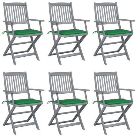 Chaises pliables d'extérieur lot de 6 et coussins Bois d'acacia 