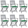 Chaises pliables d'extérieur lot de 6 et coussins Bois d'acacia 