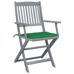 Chaises pliables d'extérieur lot de 6 et coussins Bois d'acacia 