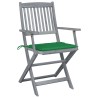 Chaises pliables d'extérieur lot de 6 et coussins Bois d'acacia 