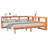 Lit bibliothèque sans matelas cire marron 180x200 cm pin massif 
