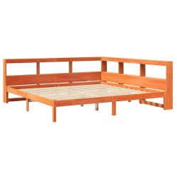 Lit bibliothèque sans matelas cire marron 180x200 cm pin massif 
