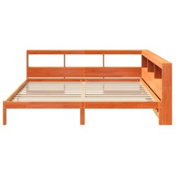 Lit bibliothèque sans matelas cire marron 180x200 cm pin massif 