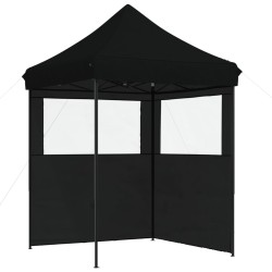 Tente de réception pliable escamotable 2 parois latérales noir 