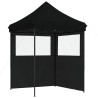 Tente de réception pliable escamotable 2 parois latérales noir 