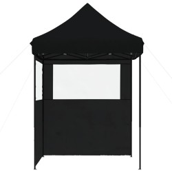 Tente de réception pliable escamotable 2 parois latérales noir 