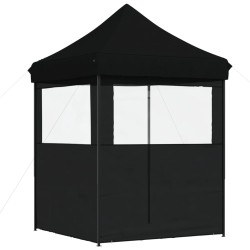 Tente de réception pliable escamotable 2 parois latérales noir 