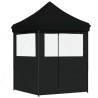 Tente de réception pliable escamotable 2 parois latérales noir 