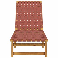Chaises longues rouge bois d'acacia solide et tissu 