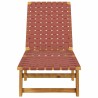 Chaises longues rouge bois d'acacia solide et tissu 