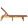 Chaises longues rouge bois d'acacia solide et tissu 