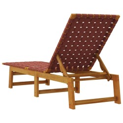 Chaises longues rouge bois d'acacia solide et tissu 