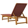 Chaises longues rouge bois d'acacia solide et tissu 