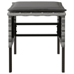 Repose-pieds de jardin et coussins lot de 4 Gris Résine tressée 
