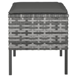 Repose-pieds de jardin et coussins lot de 4 Gris Résine tressée 
