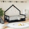 Cadre de lit pour enfant tiroirs noir 80x160 cm bois pin massif 
