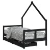 Cadre de lit pour enfant tiroirs noir 80x160 cm bois pin massif 