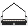 Cadre de lit pour enfant tiroirs noir 80x160 cm bois pin massif 