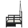 Cadre de lit pour enfant tiroirs noir 80x160 cm bois pin massif 