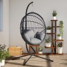 Support de chaise suspendue en forme d'œuf noir acier 