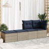 Salon de jardin 2 pcs avec coussins gris résine tressée acacia 