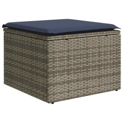 Salon de jardin 2 pcs avec coussins gris résine tressée acacia 