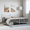 Cadre de lit métal sans matelas et pied de lit blanc 193x203 cm 