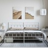 Cadre de lit métal sans matelas et pied de lit blanc 193x203 cm 