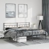 Cadre de lit métal sans matelas avec pied de lit noir 193x203cm 