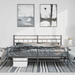 Cadre de lit métal sans matelas avec pied de lit noir 193x203cm 