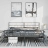 Cadre de lit métal sans matelas avec pied de lit noir 193x203cm 