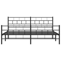 Cadre de lit métal sans matelas avec pied de lit noir 193x203cm 