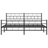 Cadre de lit métal sans matelas avec pied de lit noir 193x203cm 