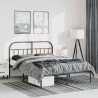 Cadre de lit métal sans matelas avec tête de lit noir 150x200cm 