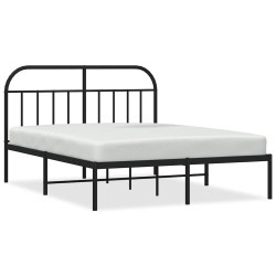Cadre de lit métal sans matelas avec tête de lit noir 150x200cm 