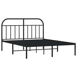 Cadre de lit métal sans matelas avec tête de lit noir 150x200cm 